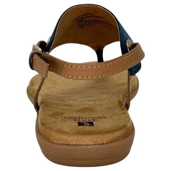 White Mountain London Navy Faux Leather Womens Thong Sandals Size 10M - Picture 4 of 12
